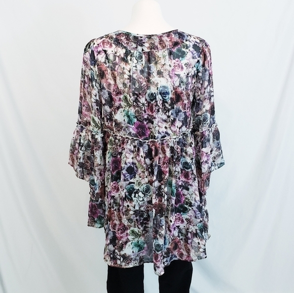 NWOT Jessica Simpson Maternity Floral Semi Sheer Peasant Blouse - Picture 4 of 11